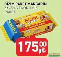 BİZİM PAKET MARGARİN 6X250 G fiyat ve kampanya bilgisi